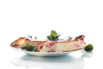 Cottage cheese casserole with berries