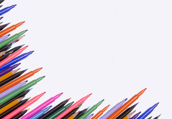 Fototapeta premium Diagonal fragment of opened colorful markers;