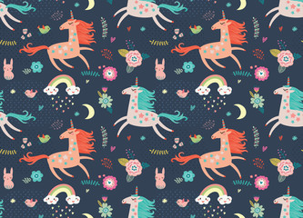 Seamless pattern with unicorns © Guz Anna