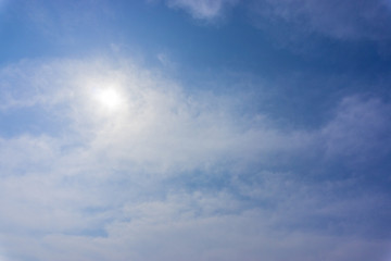 Obraz premium Blue sky with clouds and sun