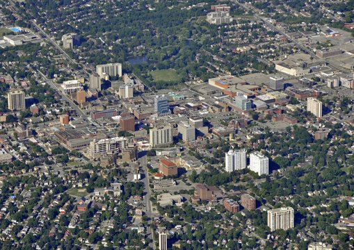 Aerial View Of The Victoria Park Area In  Kitchener Waterloo, Ontario Canada 