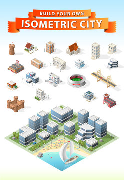 Build Your Own Isometric City . Isolated Vector Element