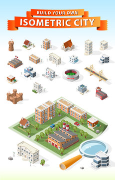 Build Your Own Isometric City . Isolated Vector Element