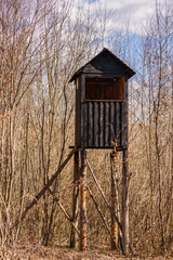 Tower for hunters in the woods