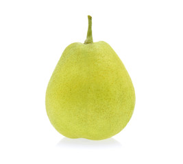 Green pear isolated on white background.