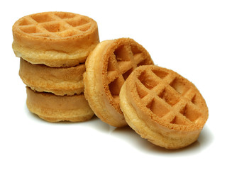 Set of circle mini waffels. Isolated on white background