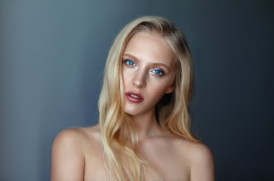 Beauty Portrait Of Nordic Natural Blonde Woman