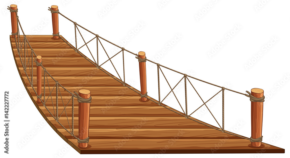 Wall mural Wooden bridge with rope attached