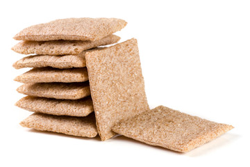 stack of crisp bread isolated on white background
