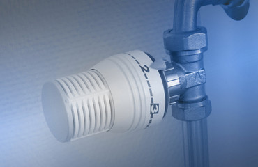 Temperature knob of heating radiator, used and dusty