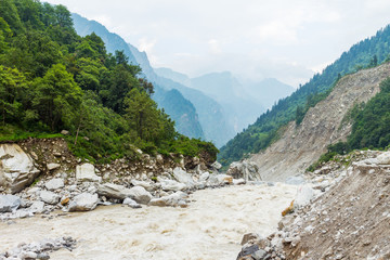 View of indian river and the mountain in the rain
