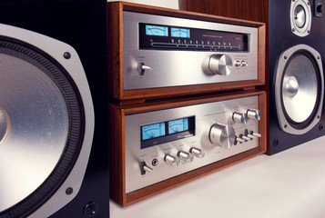 Amplifier, Tuner, Speakers Stereo Vintage Audio System