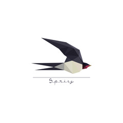 Modern flat design with origami swallow bird symbol