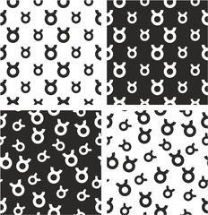 Zodiac Sign Taurus Big & Small Aligned & Random Seamless Pattern Set