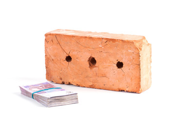 Old red brick isolated