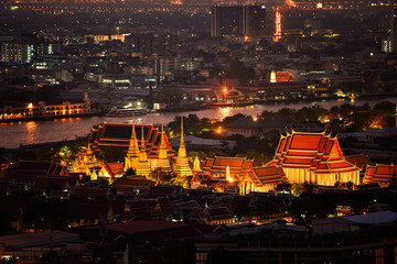 Fototapeta premium Thai art cityscape at blue hour aftersunset ,Bankok Thailand,Thailand