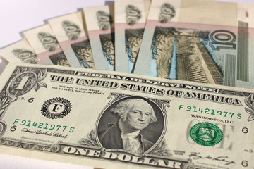 Currency rubles and dollars