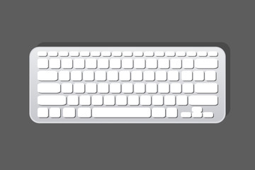 Vector computer keyboard in white color. Flat empty keys. Isolated object