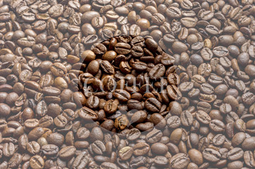 coffee beans tecture background with text and heart
