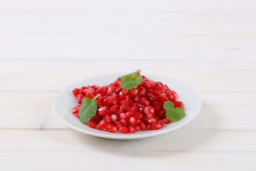 plate of pomegranate seeds