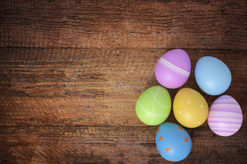Easter Eggs on wooden background