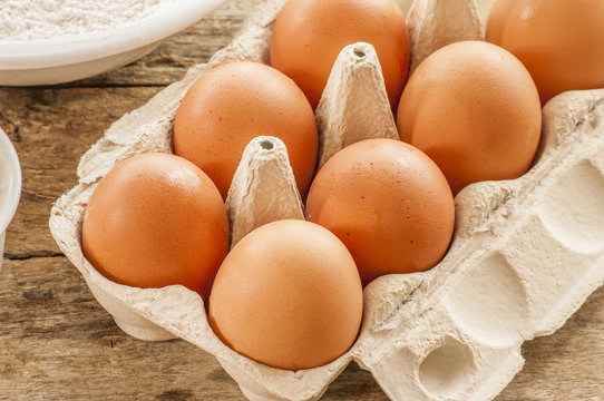 Organic eggs from pasture-raised chickens.