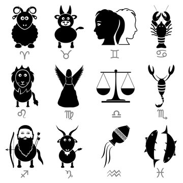 zodiac signs for astrology set of cartoon animals icons eps10