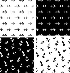 Zodiac Sign Sagittarius Freehand Big & Small Aligned & Random Seamless Pattern Set