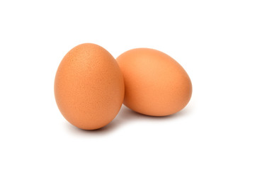 Brown chicken egg isolated on white background.