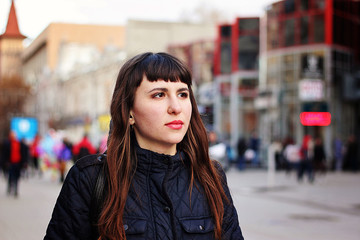 Obraz premium Portrait of a beautiful dreamy girl.