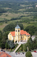 Fototapeta na wymiar Parish Church of Holy Cross in Kravarsko, Croatia.