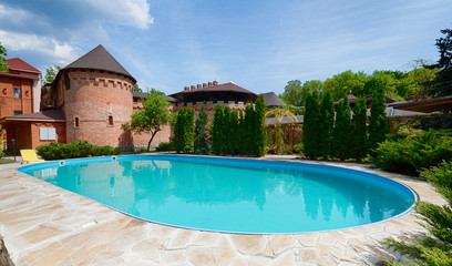 Luxury swimming pool near the hotel