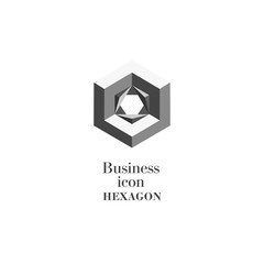 Business icon Hexagon, flat gray polygonal hexagon, geometric design concept