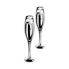Pair of champagne glasses