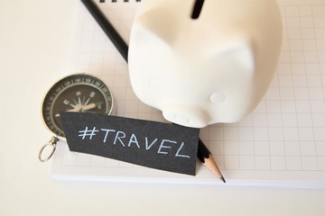 Piggy bank concept for travel