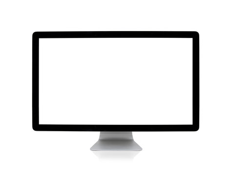 Computer monitors with blank white screen Isolated on white background