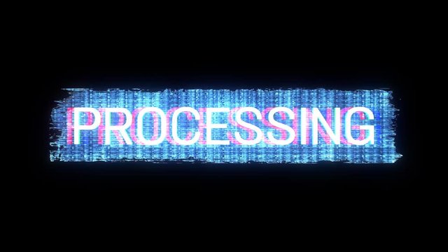 Processing 02: Kinetic text animation of the word: 'PROCESSING'.