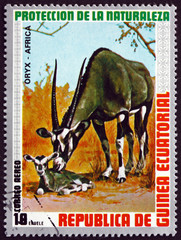 Postage stamp Equatorial Guinea 1974 Gemsbok, Animal