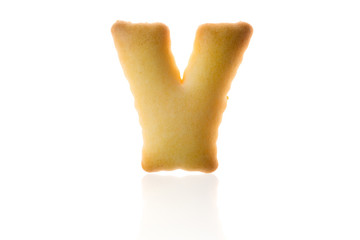 Letter Y Cookie Biscuit english capital font isolated on white with path.