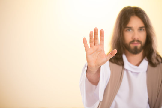 Messiah raising palm of hand