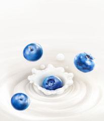 Blueberry with milk splash