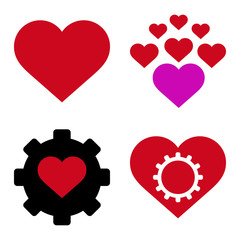 Love Heart icon set. Flat symbol collection. Vector pictograms.