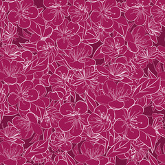 Twig cherry blossoms. Seamless