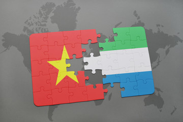 puzzle with the national flag of vietnam and sierra leone on a world map