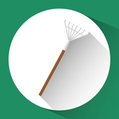 fork gardening tool over  white circle and green background. colorful design. vector illustration