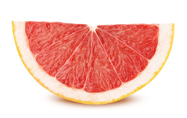 Slice of grapefruit isolated on white background