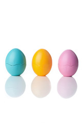 Colored Eggs over a white background
