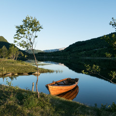 Mountain lake boat