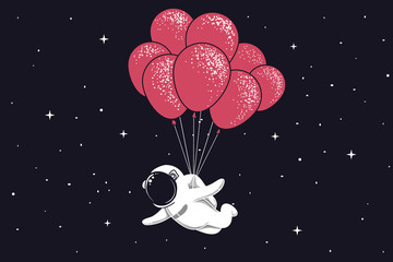 spaceman fly with many balloons © Galacticus
