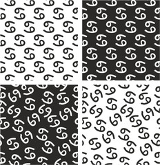 Zodiac Sign Cancer Freehand Aligned & Random Seamless Pattern Set